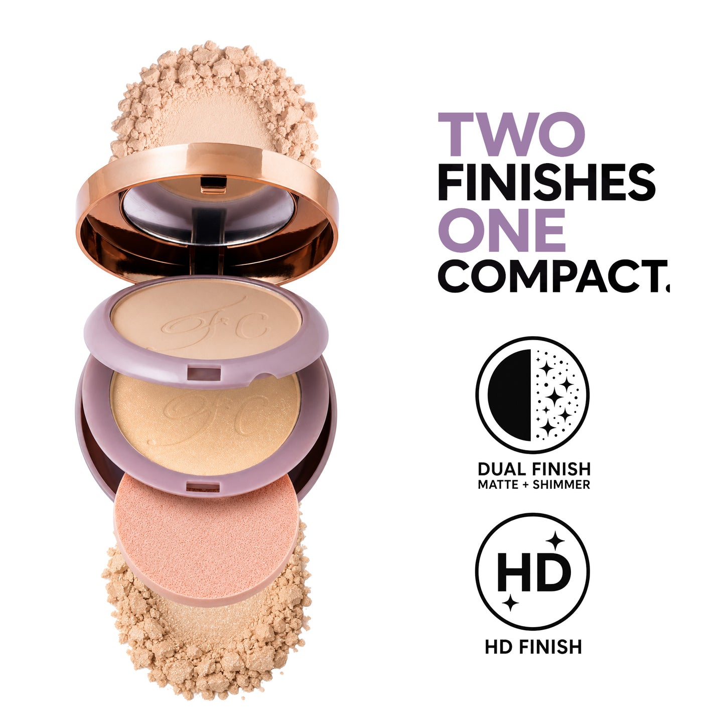 HD Photography Finish 2 -IN- 1 Compact Powder with Powder Puff| Silky Texture | Ultra-Fine Formula | Blurring Imperfcetions | Combatting Shine | All-day Long