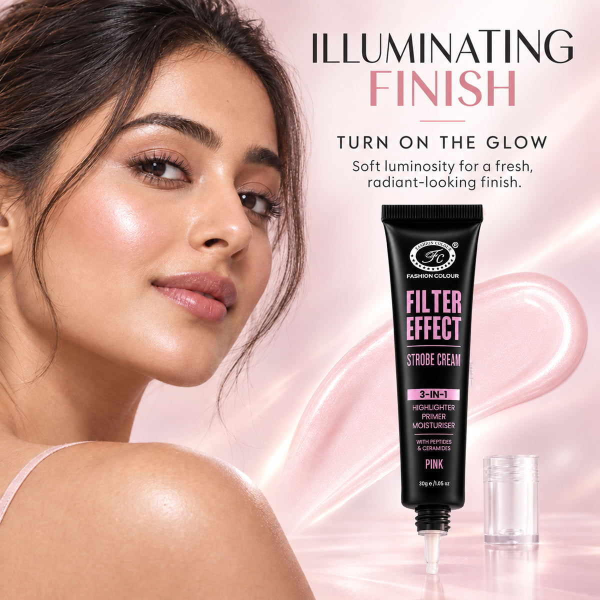 Filter Effect Strobe Cream 3in1 Highlighter+Primer+Moisturiser with Peptides & Ceramides