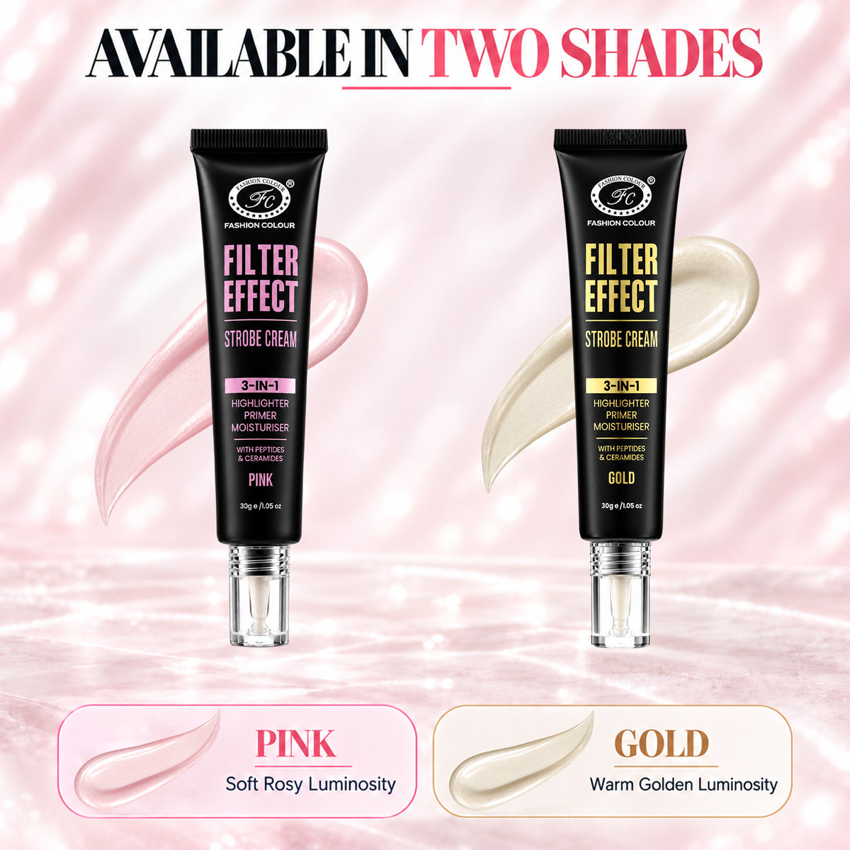 Filter Effect Strobe Cream 3in1 Highlighter+Primer+Moisturiser with Peptides & Ceramides
