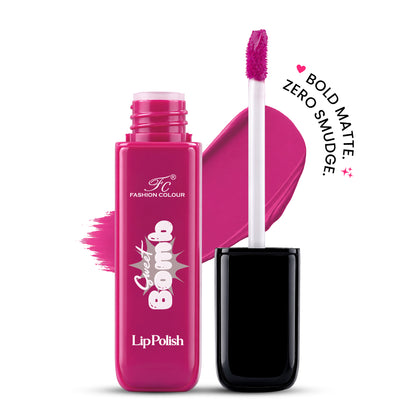 Sweet Bomb Lip Polish | Lip Gloss For Women | Upto 16 Hours | Matte Finish With Quick Dry Feature Gives you Vibrant Look | For Office/ Party Girlies | Available in 19 Shades Choose Your's