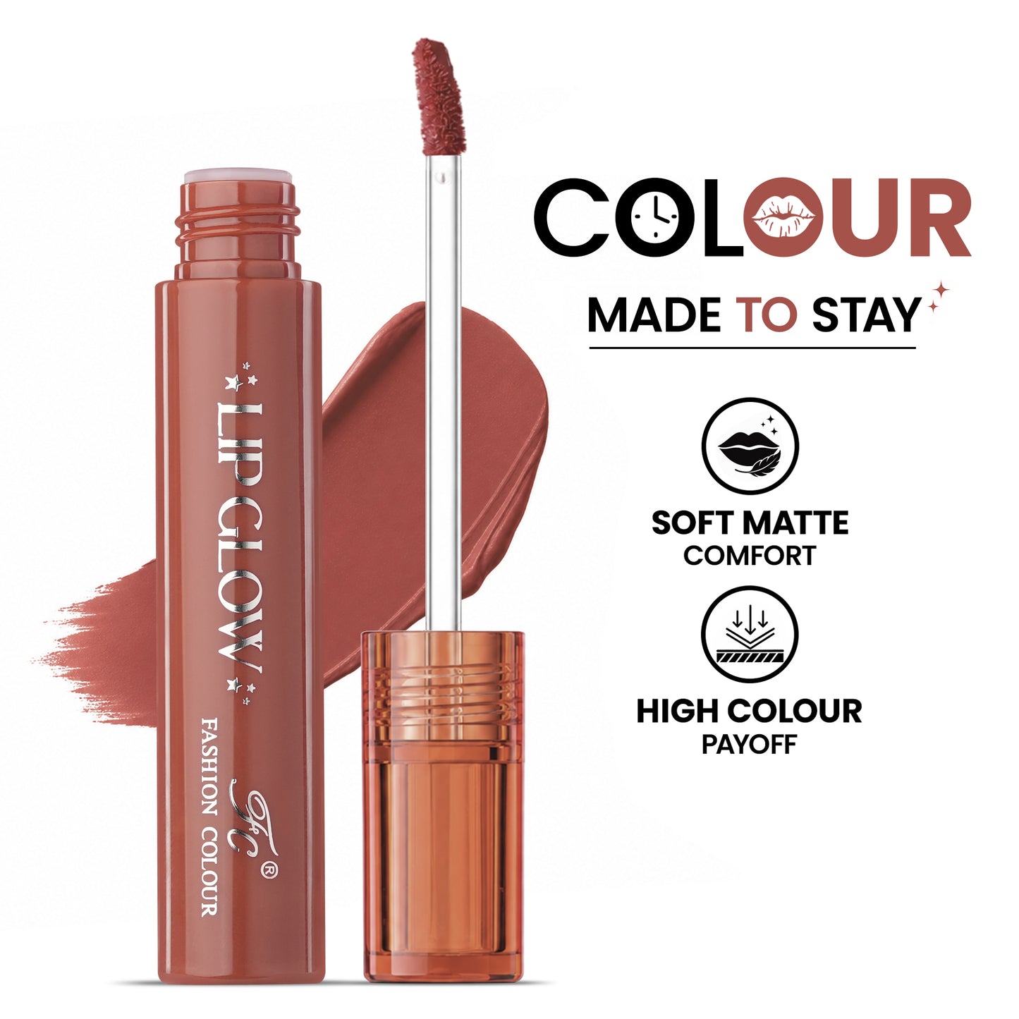 Pretty Lip Glow Liquid Lipstick Waterproof | Matte Finish | Non Transfer 16 Hours Wear | Liquid Lipstick Nudeshade To Bold | For All Indian Skin Tones | 3ml