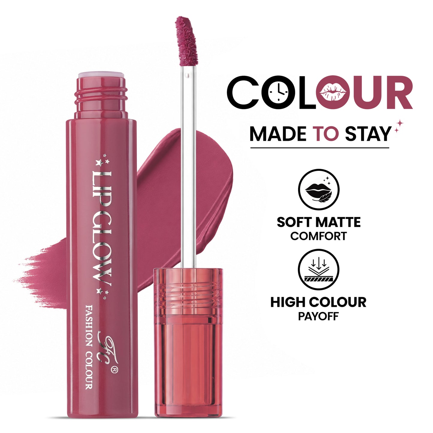 Pretty Lip Glow Liquid Lipstick Waterproof | Matte Finish | Non Transfer 16 Hours Wear | Liquid Lipstick Nudeshade To Bold | For All Indian Skin Tones | 3ml