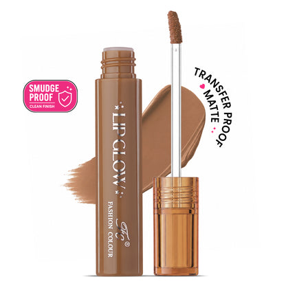Pretty Lip Glow Liquid Lipstick Waterproof | Matte Finish | Non Transfer 16 Hours Wear | Liquid Lipstick Nudeshade To Bold | For All Indian Skin Tones | 3ml