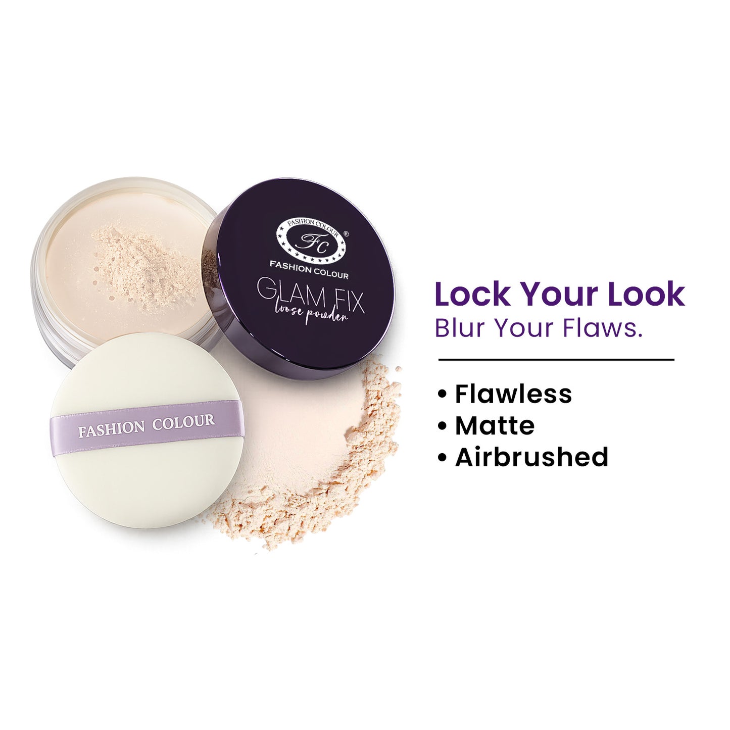 Glam Fix Loose Powder For Face Makeup | Setting & Finishing Loose Powder For All Skin Types | Non- Drying & Lightweight | Evens Out Skin Tone | Blurs Imperfections