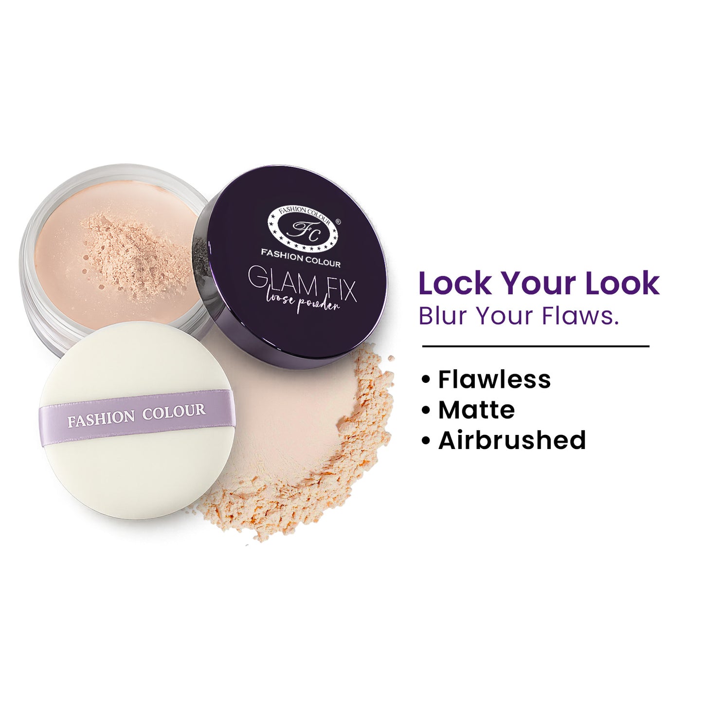 Glam Fix Loose Powder For Face Makeup | Setting & Finishing Loose Powder For All Skin Types | Non- Drying & Lightweight | Evens Out Skin Tone | Blurs Imperfections