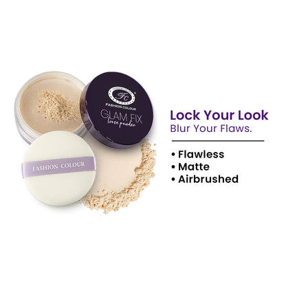 Glam Fix Loose Powder For Face Makeup | Setting & Finishing Loose Powder For All Skin Types | Non- Drying & Lightweight | Evens Out Skin Tone | Blurs Imperfections