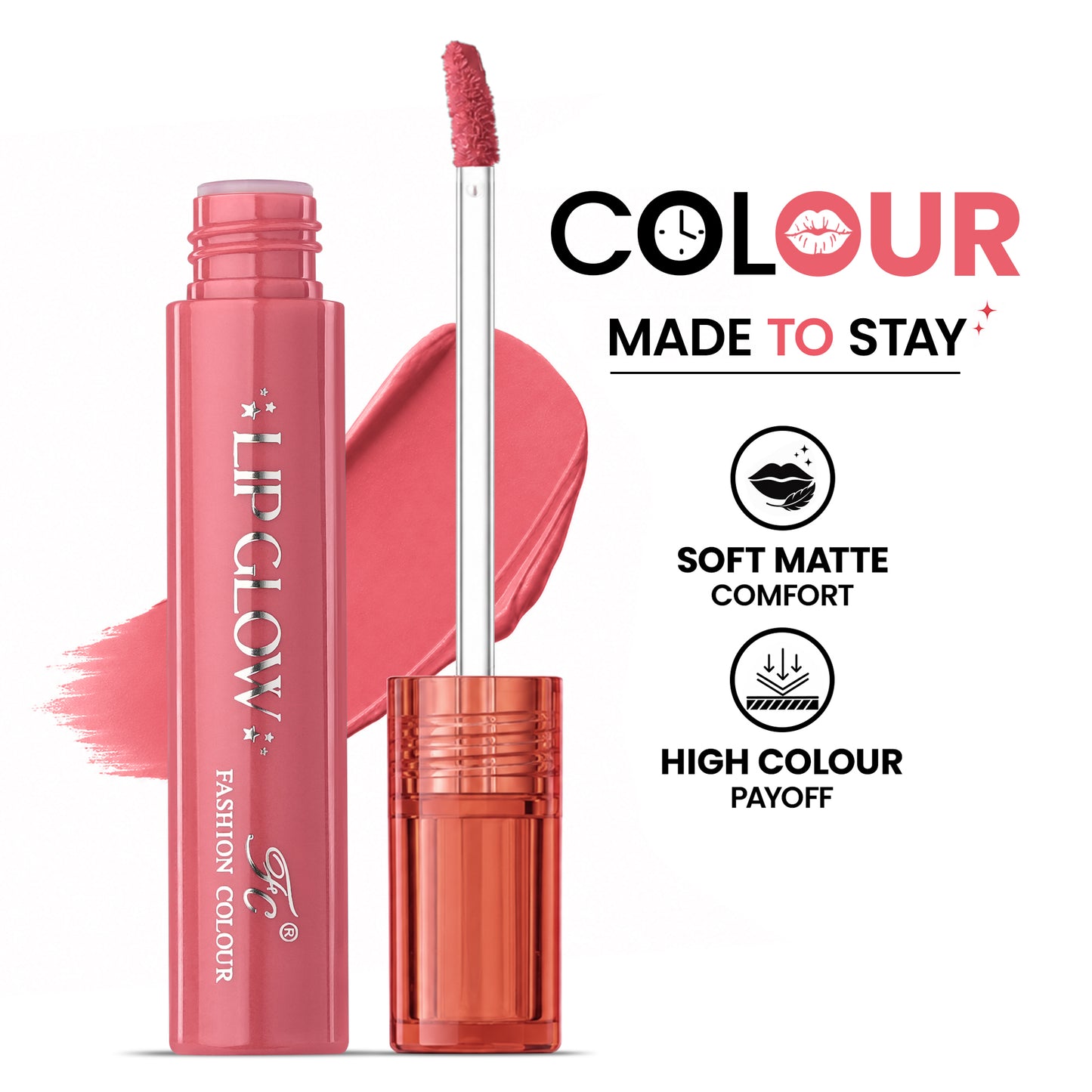 Pretty Lip Glow Liquid Lipstick Waterproof | Matte Finish | Non Transfer 16 Hours Wear | Liquid Lipstick Nudeshade To Bold | For All Indian Skin Tones | 3ml