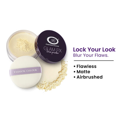 Glam Fix Loose Powder For Face Makeup | Setting & Finishing Loose Powder For All Skin Types | Non- Drying & Lightweight | Evens Out Skin Tone | Blurs Imperfections