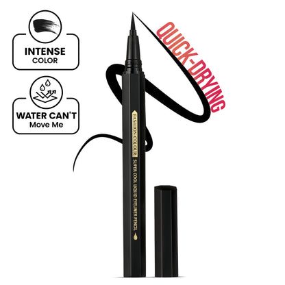 Super Cool Liquid Eyeliner Pencil | 0.1 Smooth A Perfect Sketch | Waterproof & Long-Lasting | Cool Black