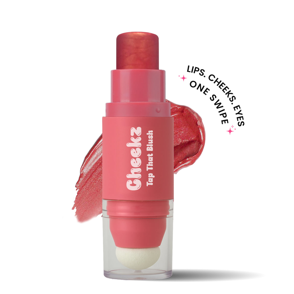 Cheekz Tap Tint & Blush – Dual-Ended Cream Blush Stick with Built-In Applicator – Long-Lasting, Blendable Formula for Natural Glow