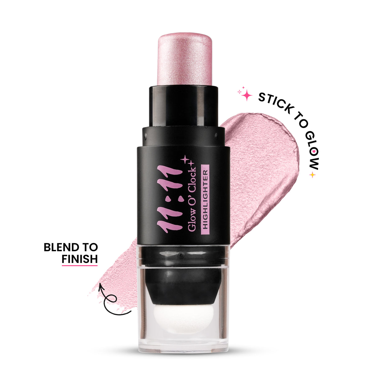11:11 Glow O’Clock Highlighter Stick – Long-Lasting Cream Highlighter for Face & Body | Dual-Ended with Applicator Sponge | Natural Radiant Finish | Easy to Blend Makeup Glow Stick