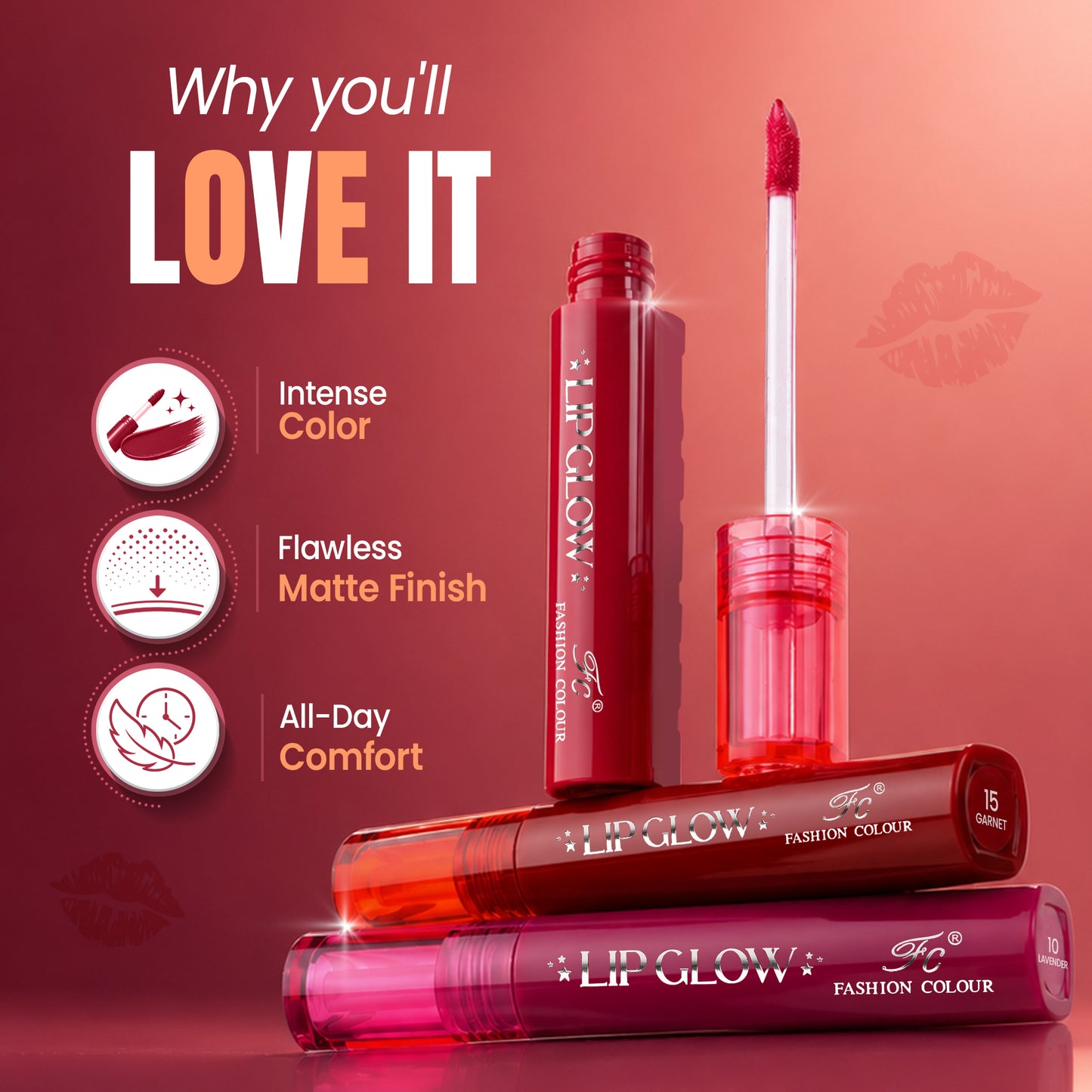 Pretty Lip Glow Liquid Lipstick Waterproof | Matte Finish | Non Transfer 16 Hours Wear | Liquid Lipstick Nudeshade To Bold | For All Indian Skin Tones | 3ml