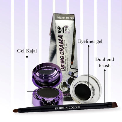 Fashion Colour 2 In 1 Waterproof Gel Kajal 24Hrs Lasting Drama