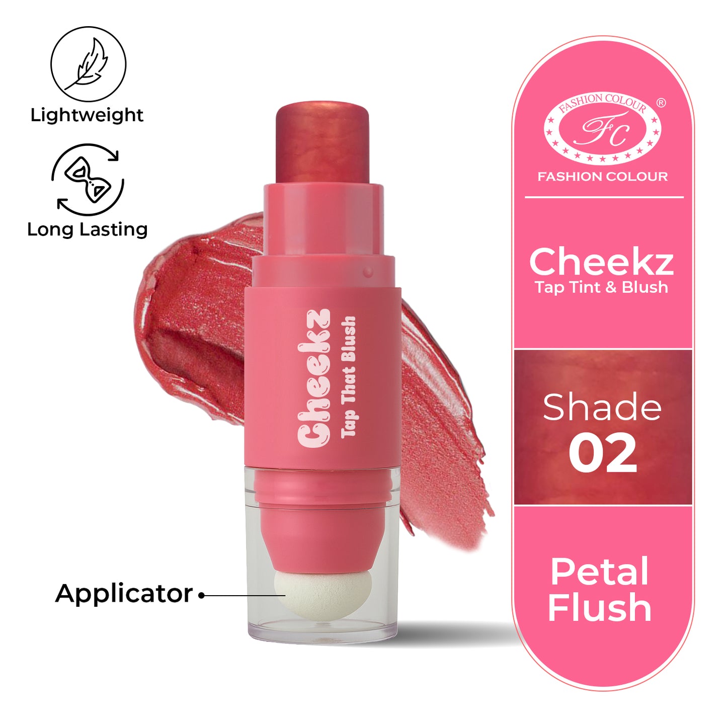 Cheekz Tap Tint & Blush – Dual-Ended Cream Blush Stick with Built-In Applicator – Long-Lasting, Blendable Formula for Natural Glow