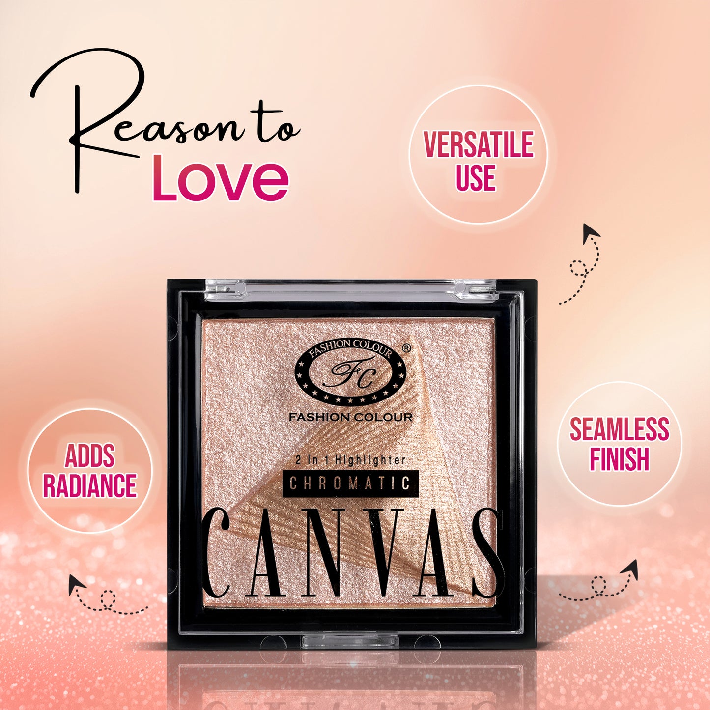 Canvas Chromatic 2-in-1 Highlighter | Long-Lasting Glow with Dual Tone Finish | Smooth, Blendable & Lightweight Texture | All Skin Types | 9g