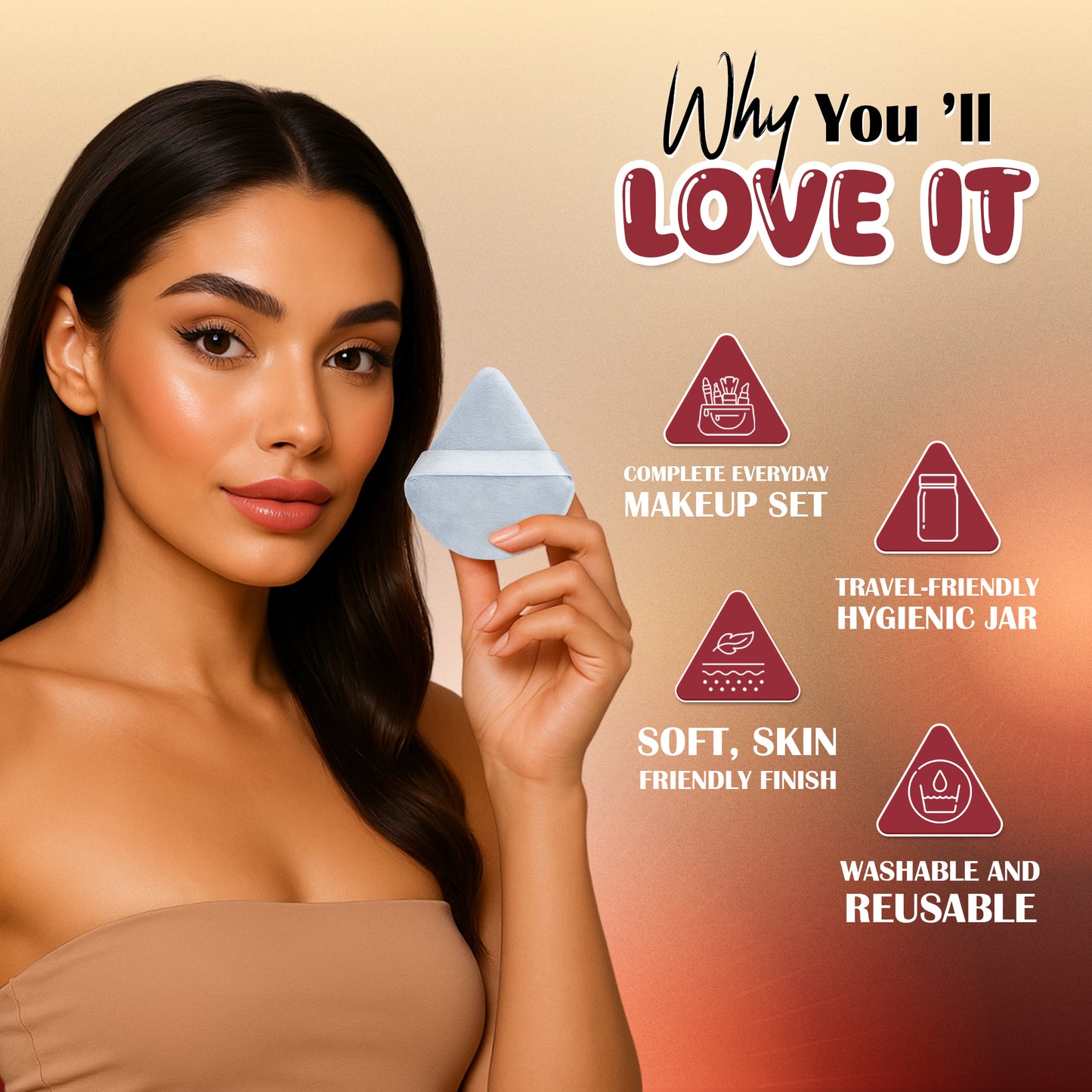 Just Dab! 12-Piece Blending Essentials Set | Makeup Sponge & Puff Kit | Flexible, Recyclable & Reusable | For Foundation, Powder & Cream Application | Black & White