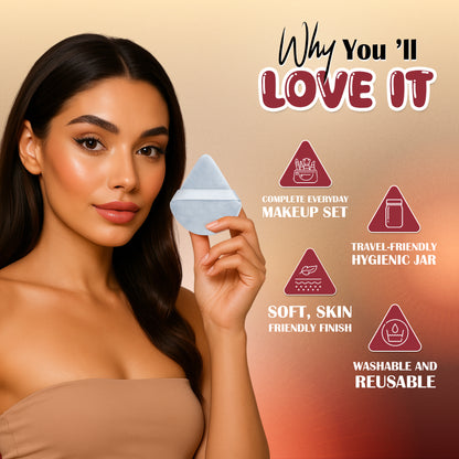 Just Dab! 12-Piece Blending Essentials Set | Makeup Sponge & Puff Kit | Flexible, Recyclable & Reusable | For Foundation, Powder & Cream Application | Black & White