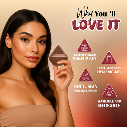 Just Dab! 12-Piece Blending Essentials Set | Makeup Sponge & Puff Kit | Flexible, Recyclable & Reusable | For Foundation, Powder & Cream Application | Mix Color