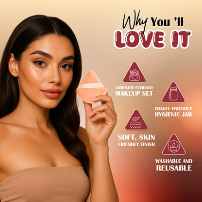 Just Dab! 12-Piece Blending Essentials Set | Makeup Sponge & Puff Kit | Flexible, Recyclable & Reusable | For Foundation, Powder & Cream Application | Mix Color