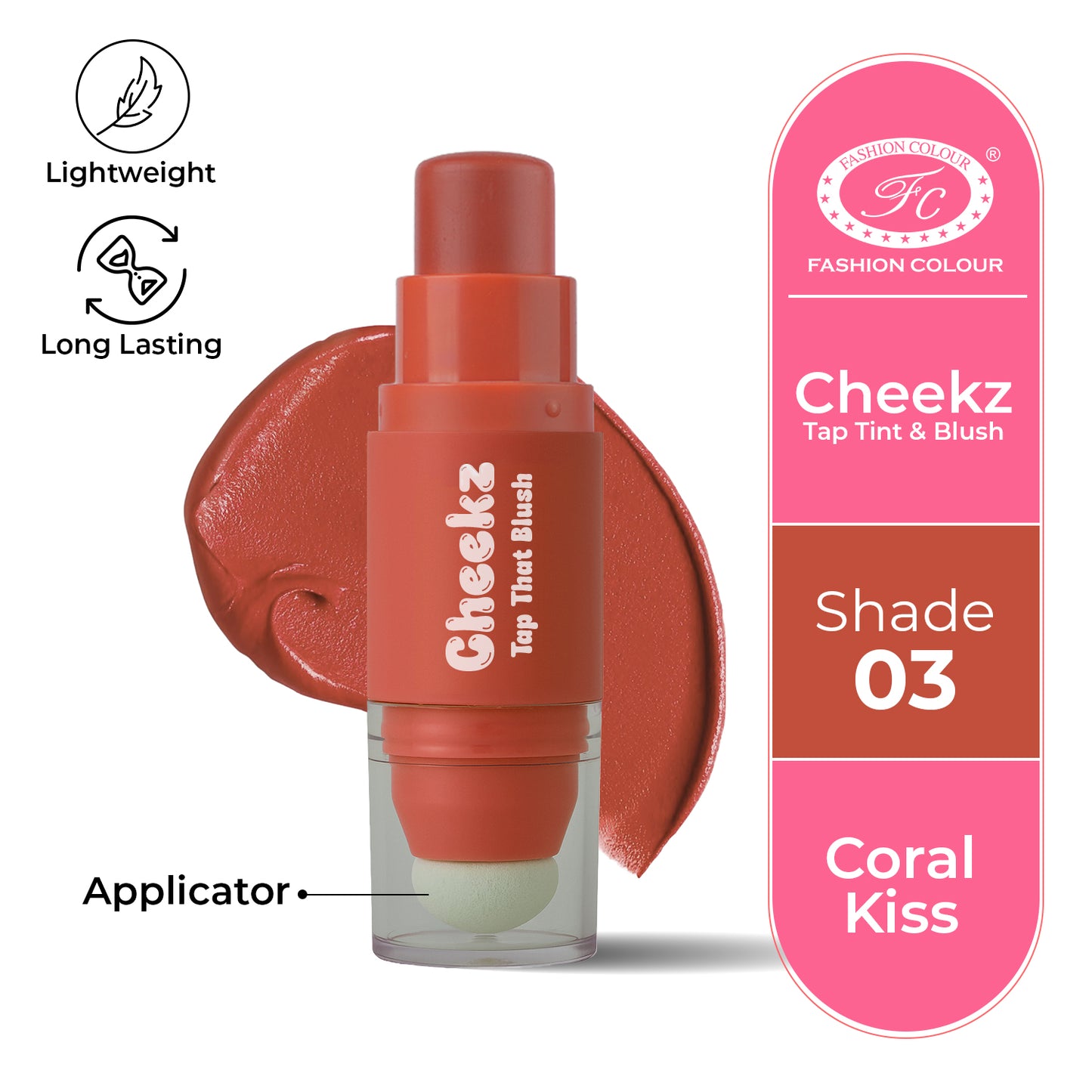 Cheekz Tap Tint & Blush – Dual-Ended Cream Blush Stick with Built-In Applicator – Long-Lasting, Blendable Formula for Natural Glow