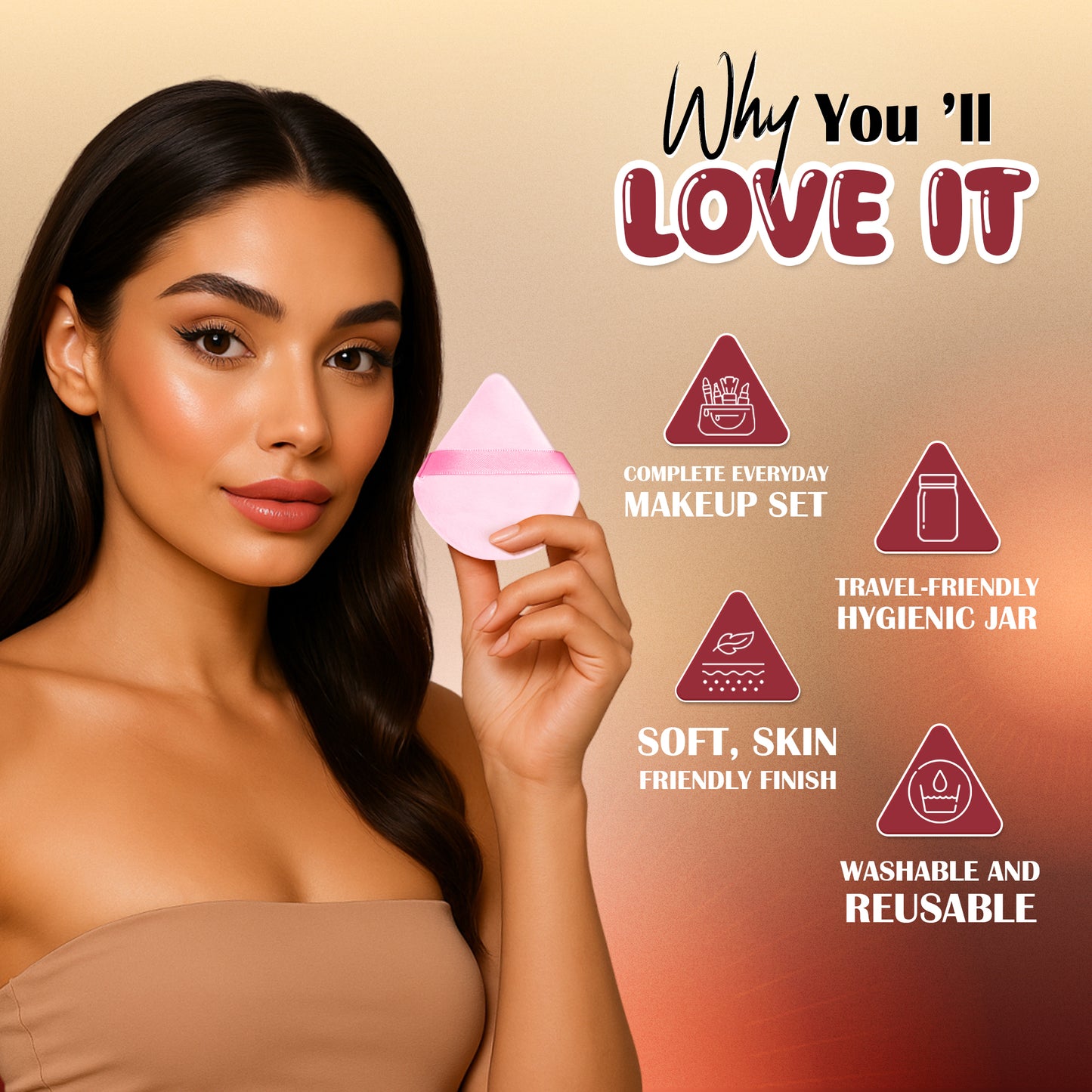 Just Dab! 12-Piece Blending Essentials Set | Makeup Sponge & Puff Kit | Flexible, Recyclable & Reusable | For Foundation, Powder & Cream Application | Mix Color