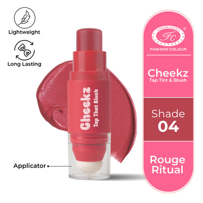 Cheekz Tap Tint & Blush – Dual-Ended Cream Blush Stick with Built-In Applicator – Long-Lasting, Blendable Formula for Natural Glow