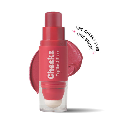 Cheekz Tap Tint & Blush – Dual-Ended Cream Blush Stick with Built-In Applicator – Long-Lasting, Blendable Formula for Natural Glow