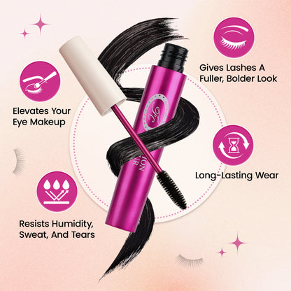 Instant Volume & Length Mascara | Smudge-Proof & Waterproof Black Mascara | Long Lasting Eye Makeup | Clump-Free Lightweight Formula