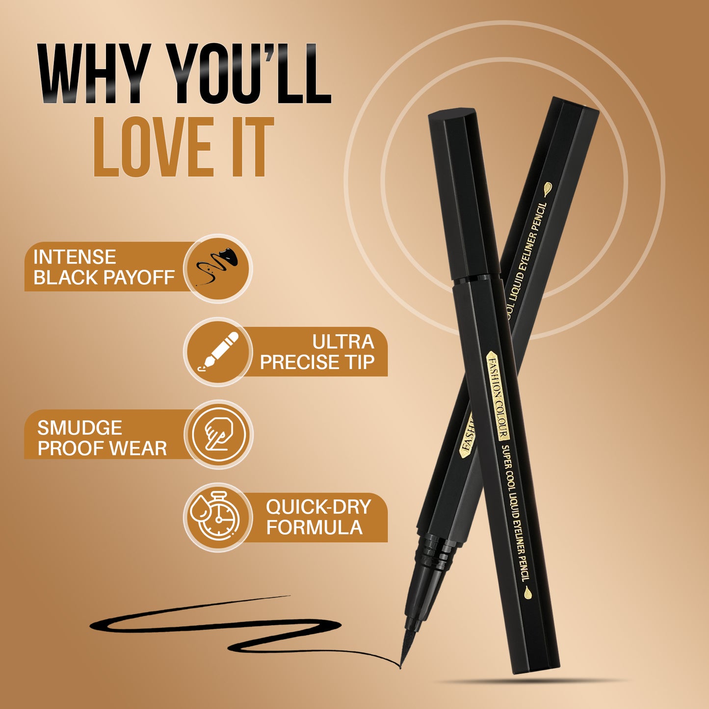 Super Cool Liquid Eyeliner Pencil | 0.1 Smooth A Perfect Sketch | Waterproof & Long-Lasting | Cool Black