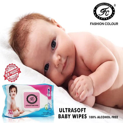 Ultra Soft Baby Wipes Paraben Free Aloe Vera Extract Soft and Absorbent, 72 wipes/pack