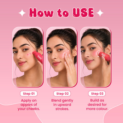 Cheekz Tap Tint & Blush – Dual-Ended Cream Blush Stick with Built-In Applicator – Long-Lasting, Blendable Formula for Natural Glow