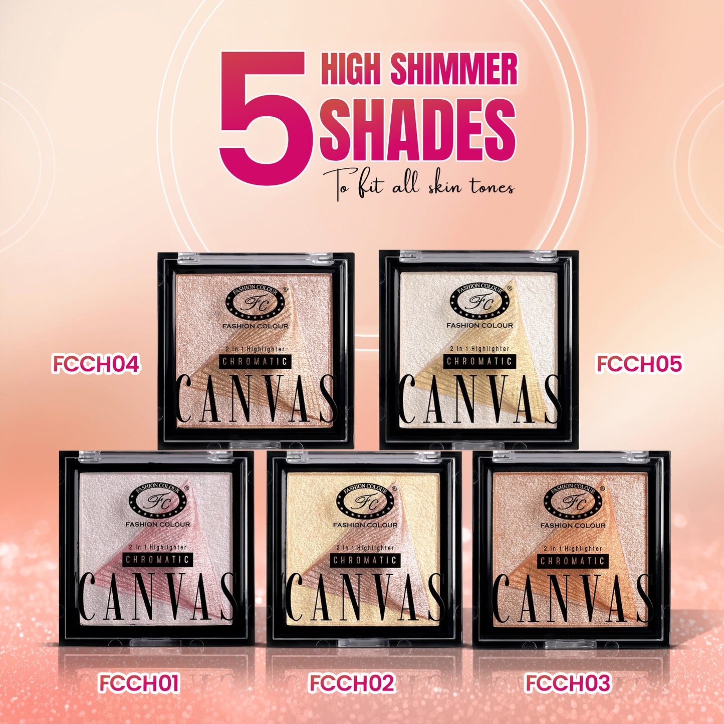 Canvas Chromatic 2-in-1 Highlighter | Long-Lasting Glow with Dual Tone Finish | Smooth, Blendable & Lightweight Texture | All Skin Types | 9g