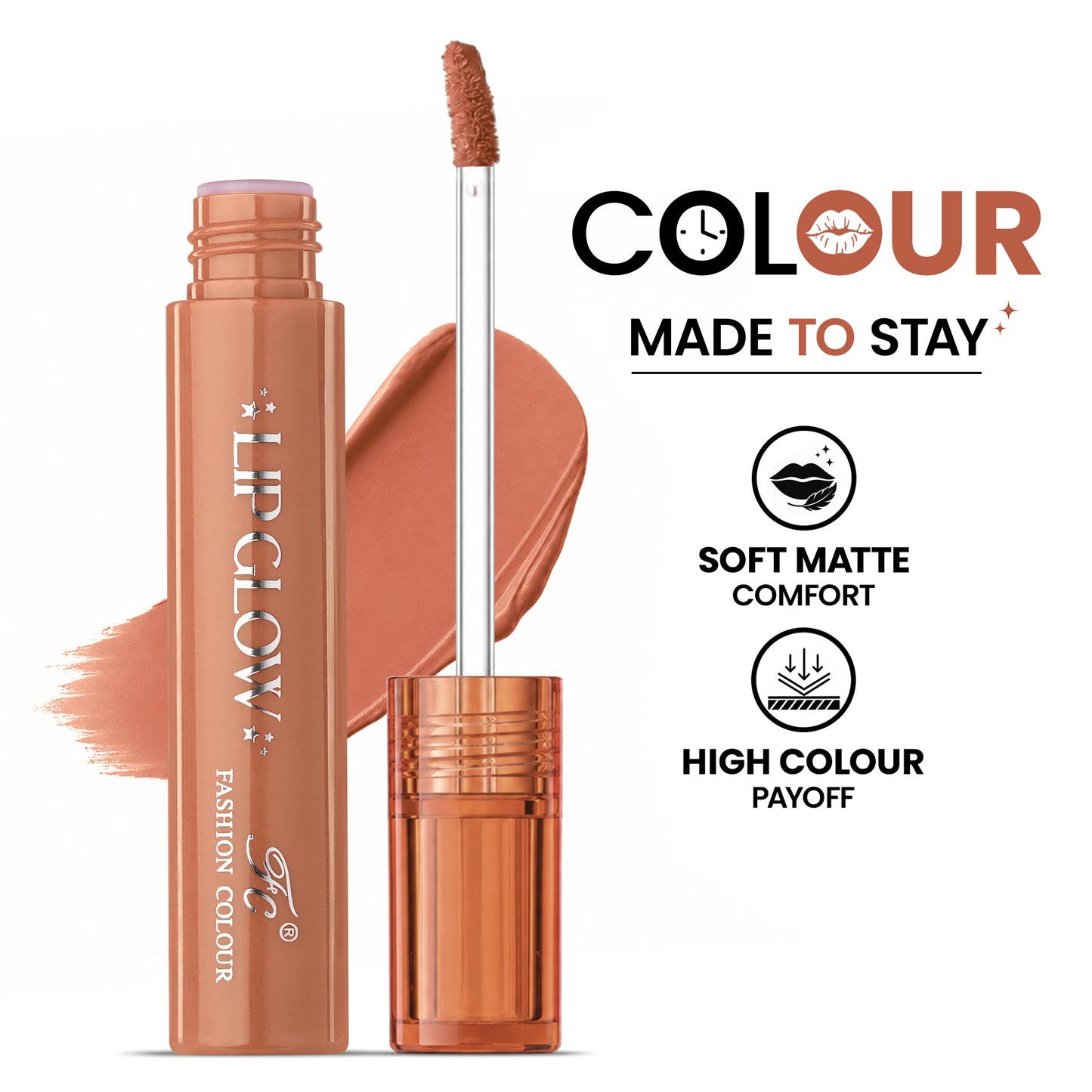 Pretty Lip Glow Liquid Lipstick Waterproof | Matte Finish | Non Transfer 16 Hours Wear | Liquid Lipstick Nudeshade To Bold | For All Indian Skin Tones | 3ml