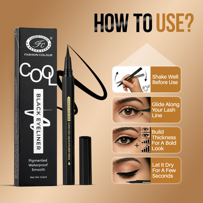 Super Cool Liquid Eyeliner Pencil | 0.1 Smooth A Perfect Sketch | Waterproof & Long-Lasting | Cool Black