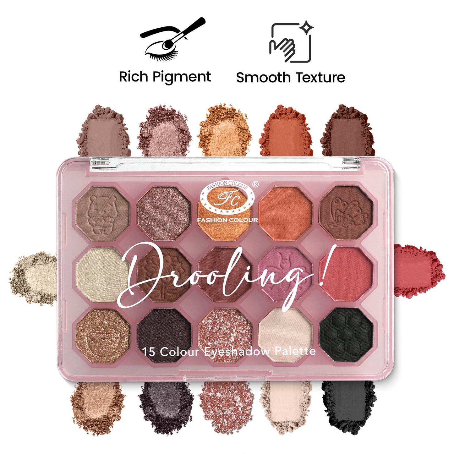 Drooling 15-Color Eyeshadow Palette – Bold, Pigmented, Long-Lasting & Blendable Shades for Creative Eye Looks – Matte, Shimmer & Glitter | All Skin Tones | Professional & Daily Use