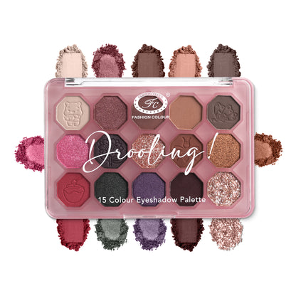 Drooling 15-Color Eyeshadow Palette – Bold, Pigmented, Long-Lasting & Blendable Shades for Creative Eye Looks – Matte, Shimmer & Glitter | All Skin Tones | Professional & Daily Use