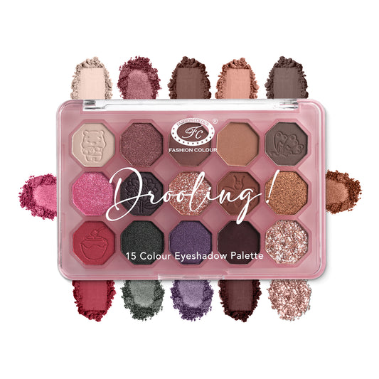 Drooling 15-Color Eyeshadow Palette – Bold, Pigmented, Long-Lasting & Blendable Shades for Creative Eye Looks – Matte, Shimmer & Glitter | All Skin Tones | Professional & Daily Use