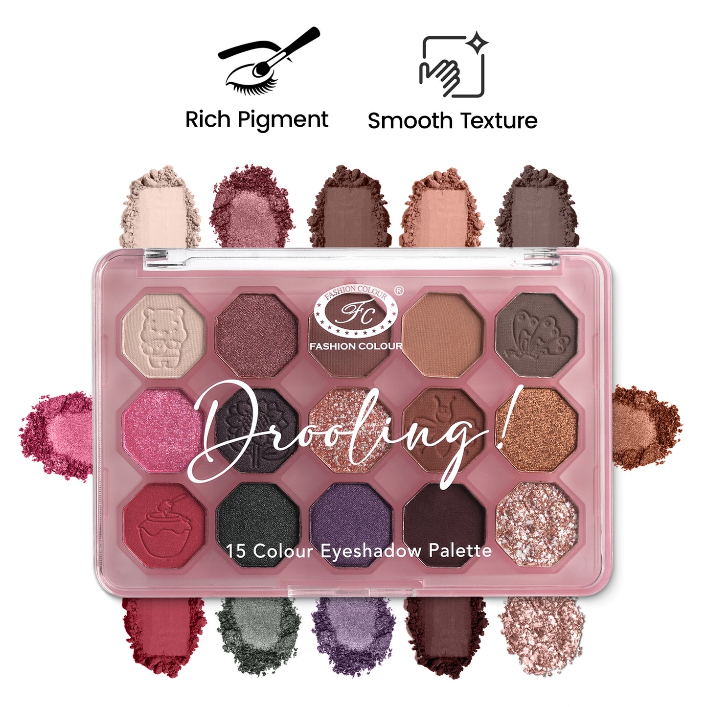 Drooling 15-Color Eyeshadow Palette – Bold, Pigmented, Long-Lasting & Blendable Shades for Creative Eye Looks – Matte, Shimmer & Glitter | All Skin Tones | Professional & Daily Use