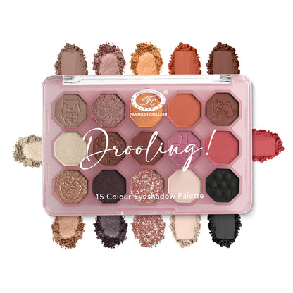 Drooling 15-Color Eyeshadow Palette – Bold, Pigmented, Long-Lasting & Blendable Shades for Creative Eye Looks – Matte, Shimmer & Glitter | All Skin Tones | Professional & Daily Use