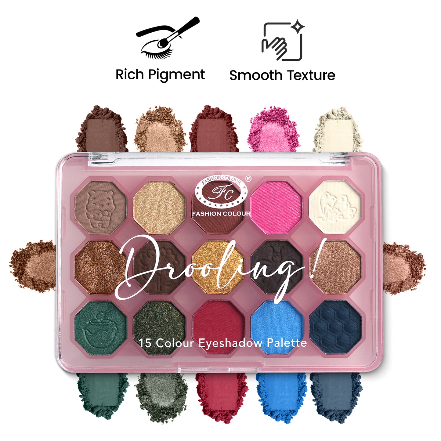 Drooling 15-Color Eyeshadow Palette – Bold, Pigmented, Long-Lasting & Blendable Shades for Creative Eye Looks – Matte, Shimmer & Glitter | All Skin Tones | Professional & Daily Use