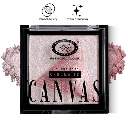Canvas Chromatic 2-in-1 Highlighter | Long-Lasting Glow with Dual Tone Finish | Smooth, Blendable & Lightweight Texture | All Skin Types | 9g