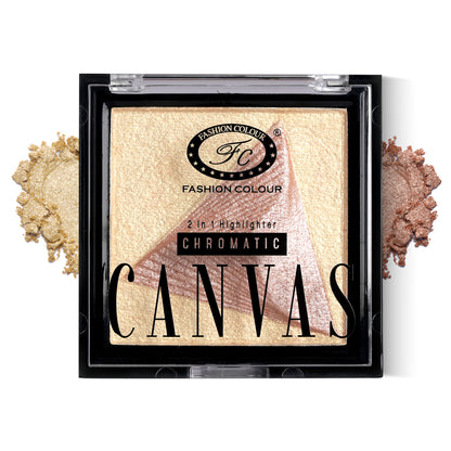 Canvas Chromatic 2-in-1 Highlighter | Long-Lasting Glow with Dual Tone Finish | Smooth, Blendable & Lightweight Texture | All Skin Types | 9g