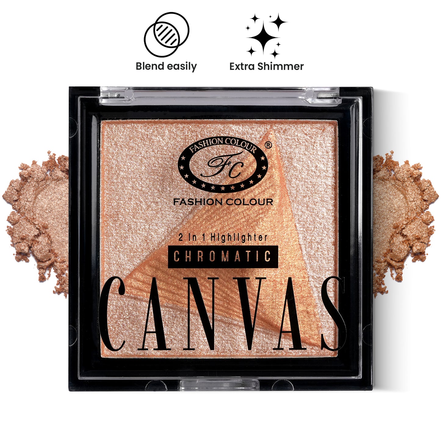 Canvas Chromatic 2-in-1 Highlighter | Long-Lasting Glow with Dual Tone Finish | Smooth, Blendable & Lightweight Texture | All Skin Types | 9g