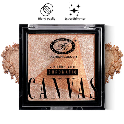 Canvas Chromatic 2-in-1 Highlighter | Long-Lasting Glow with Dual Tone Finish | Smooth, Blendable & Lightweight Texture | All Skin Types | 9g