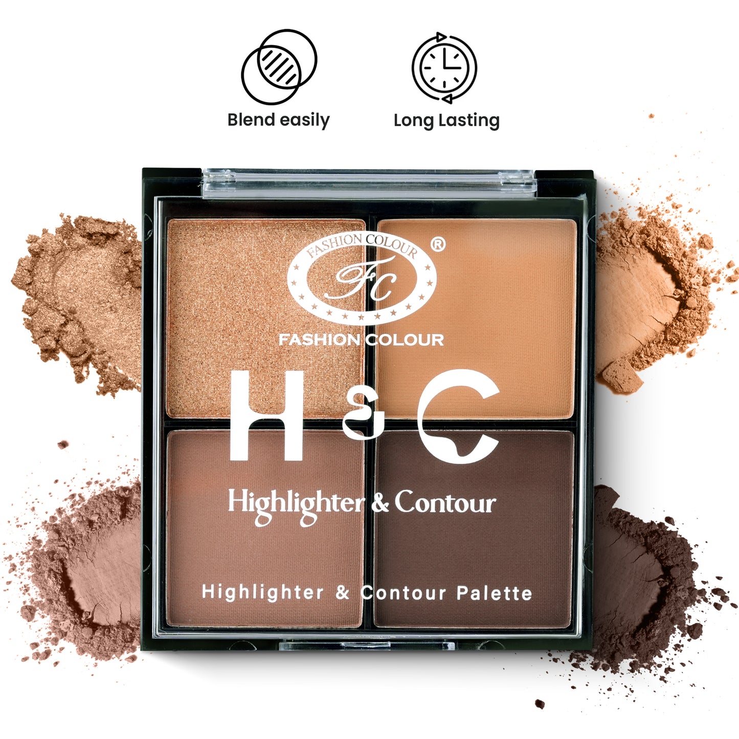 H & C 2 in 1 Highlighter and Contour Palette – Radiant Glow & Defined Contours | Buildable, Long-Lasting Formula | Flawless, Sculpted Look for All Skin Tones