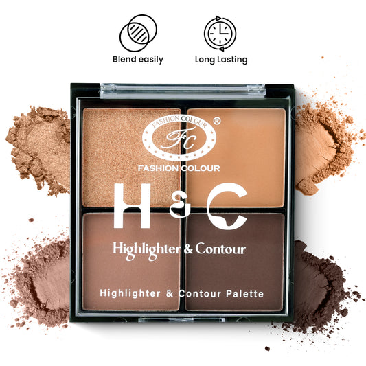 H & C 2 in 1 Highlighter and Contour Palette – Radiant Glow & Defined Contours | Buildable, Long-Lasting Formula | Flawless, Sculpted Look for All Skin Tones