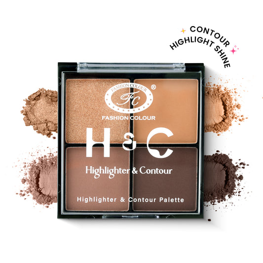 H & C 2 in 1 Highlighter and Contour Palette – Radiant Glow & Defined Contours | Buildable, Long-Lasting Formula | Flawless, Sculpted Look for All Skin Tones
