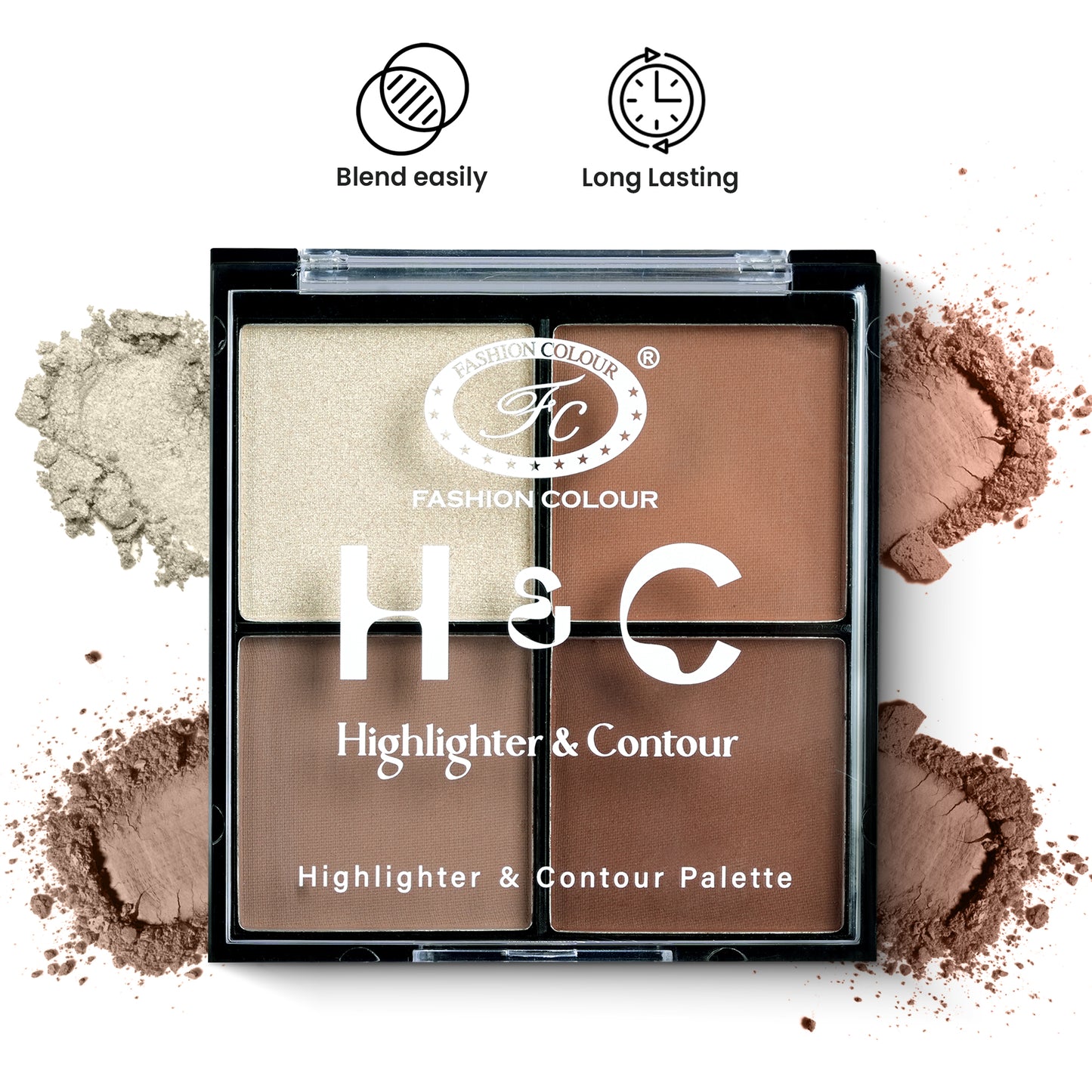 H & C 2 in 1 Highlighter and Contour Palette – Radiant Glow & Defined Contours | Buildable, Long-Lasting Formula | Flawless, Sculpted Look for All Skin Tones
