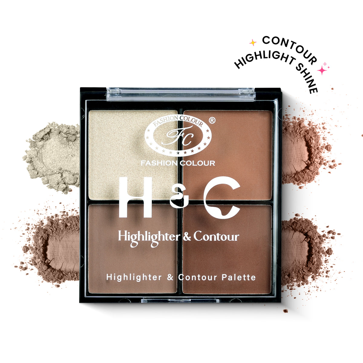 H & C 2 in 1 Highlighter and Contour Palette – Radiant Glow & Defined Contours | Buildable, Long-Lasting Formula | Flawless, Sculpted Look for All Skin Tones