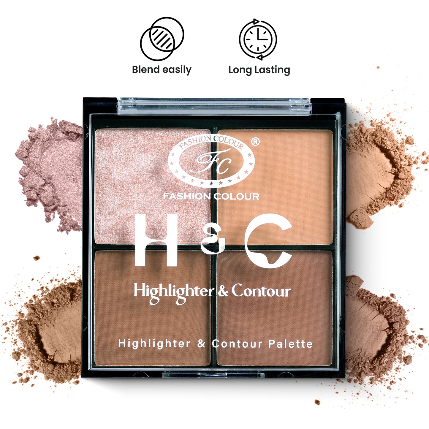 H & C 2 in 1 Highlighter and Contour Palette – Radiant Glow & Defined Contours | Buildable, Long-Lasting Formula | Flawless, Sculpted Look for All Skin Tones